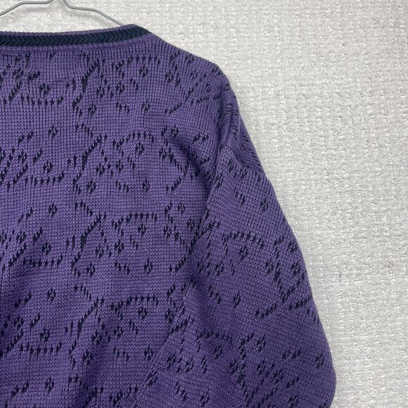 Vintage Serge Saint Yves Psychedelic Knit Sweater Retro Purple / Black Mens XL - Picture 16 of 16